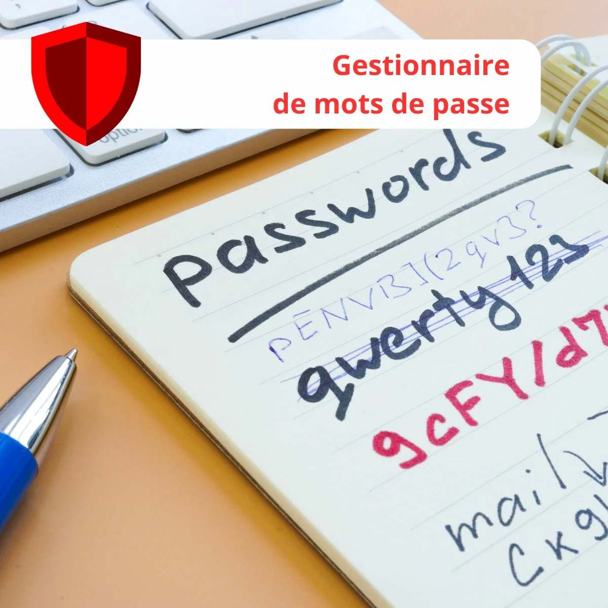 Mots de passe notés à la main sur un carnet, une pratique risquée